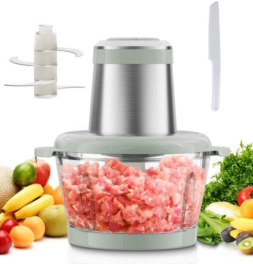 Elektrische Hakmolen 400 W Met Glazen Kom Van 2 L En 4 Scharpe Messen Van Roestvrij Staal Multifunctionele Hakmolen Voor Groenten Fruit Noten En Babyvoeding