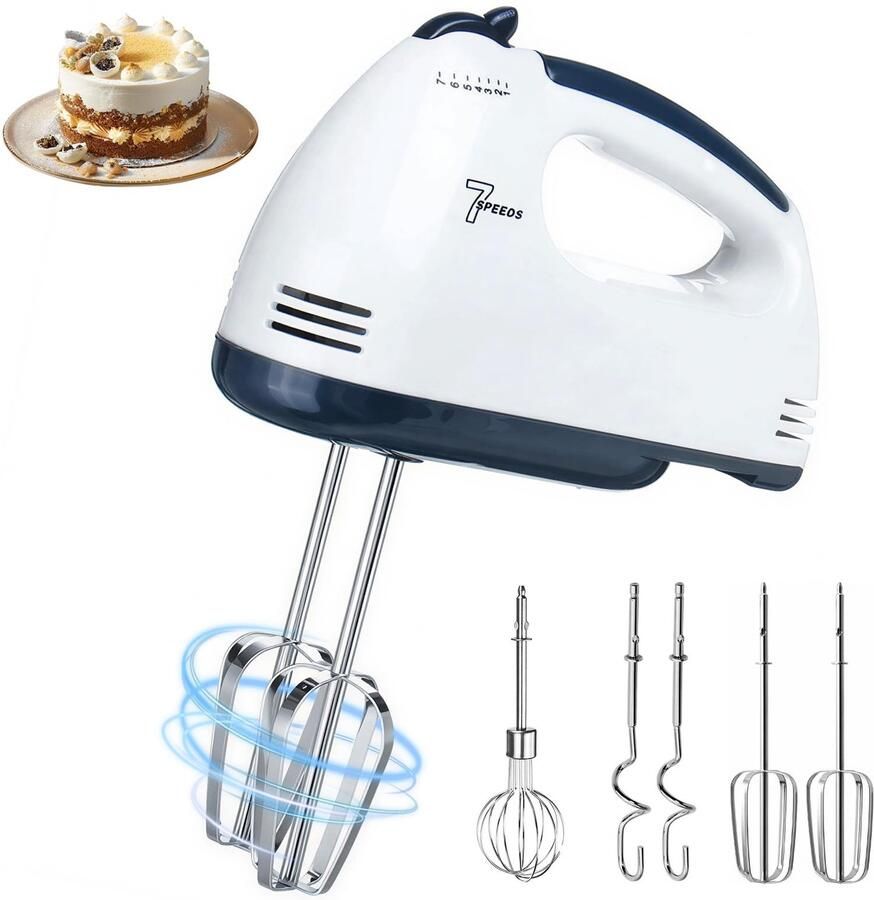 Elektrische Handmixer met 5 Snelheden en Roestvrijstalen Accessoires