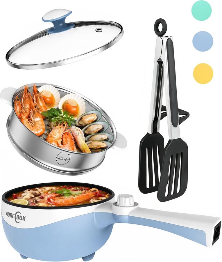 Elektrische Hot Pot met Stomer 1.7L voor Koken en Bakken
