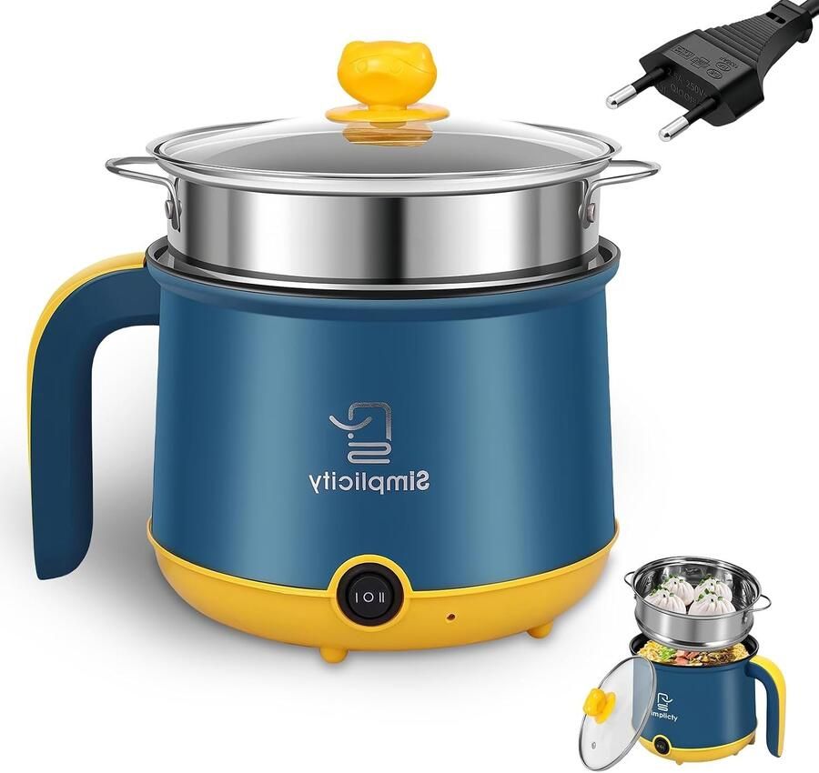 Elektrische Hot Pot met Stoompan Blauw 1 8 L Draagbare Mini Anti-aanbak Multikoker Voor Thuis en Kantoor