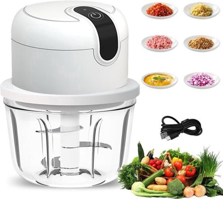 Elektrische keukenhakselaar 350 ml knoflookhakselaar USB-opladen groentesnijder mini-keukenmachine elektrische kleine uienhakker voor vlees uien knoflook