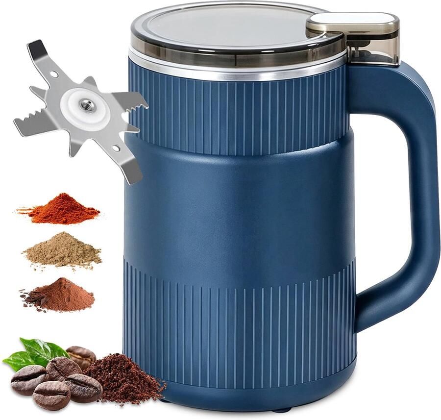 Elektrische koffiemolen 8 roestvrijstalen messen Blauw