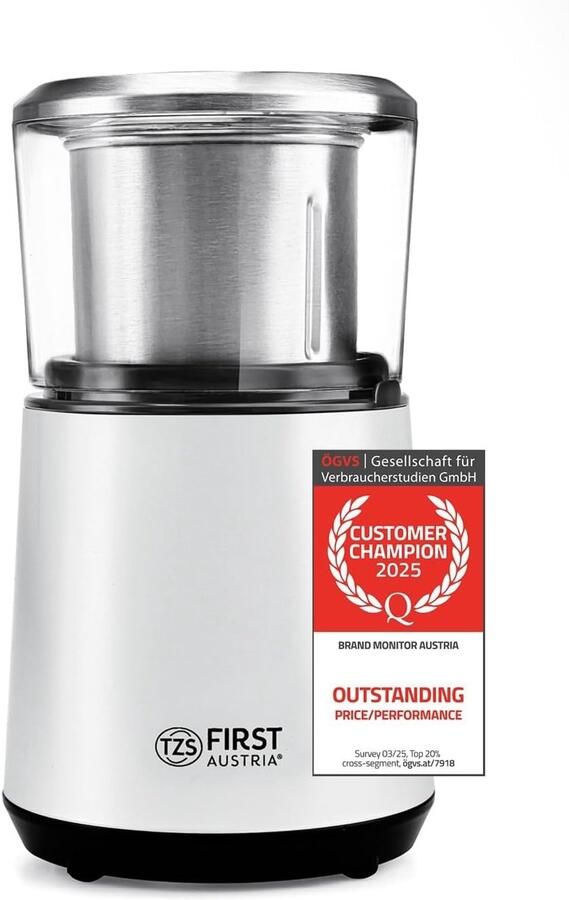 Elektrische Koffiemolen Wit 50 g RVS Messen met 200W Vermogen Voor Koffie Kruiden en Noten