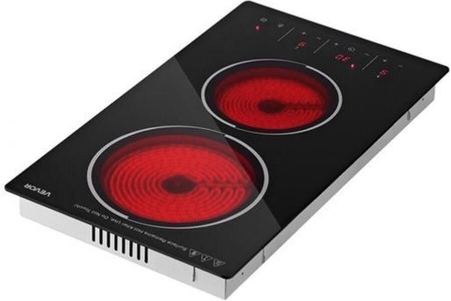 Elektrische Kookplaat Glaskeramisch 3000 W Vermogen 2 Kookzones 52 x 30 cm Inbouw Touchbediening Timer En Kinderslot