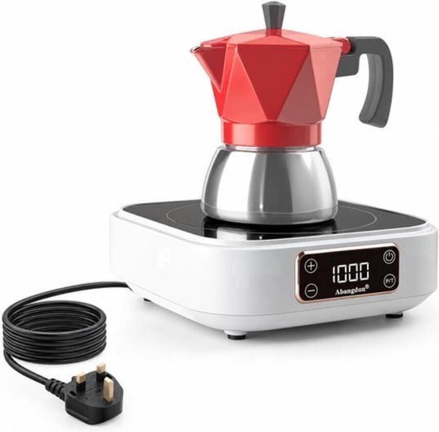 Elektrische Kookplaat Mini-Inductie 1000 W Vermogen 18 x 18 cm Afmeting ABS En Glas Voor Camping En Reizen