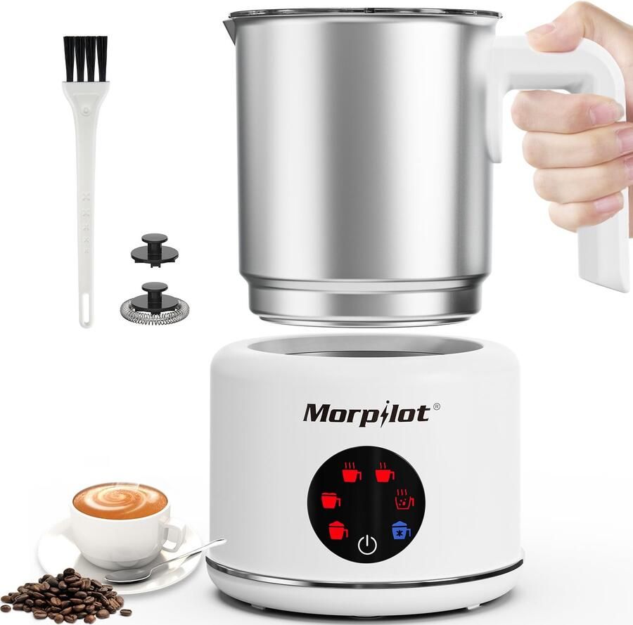 Elektrische melkopschuimer 500 ml RVS Wit