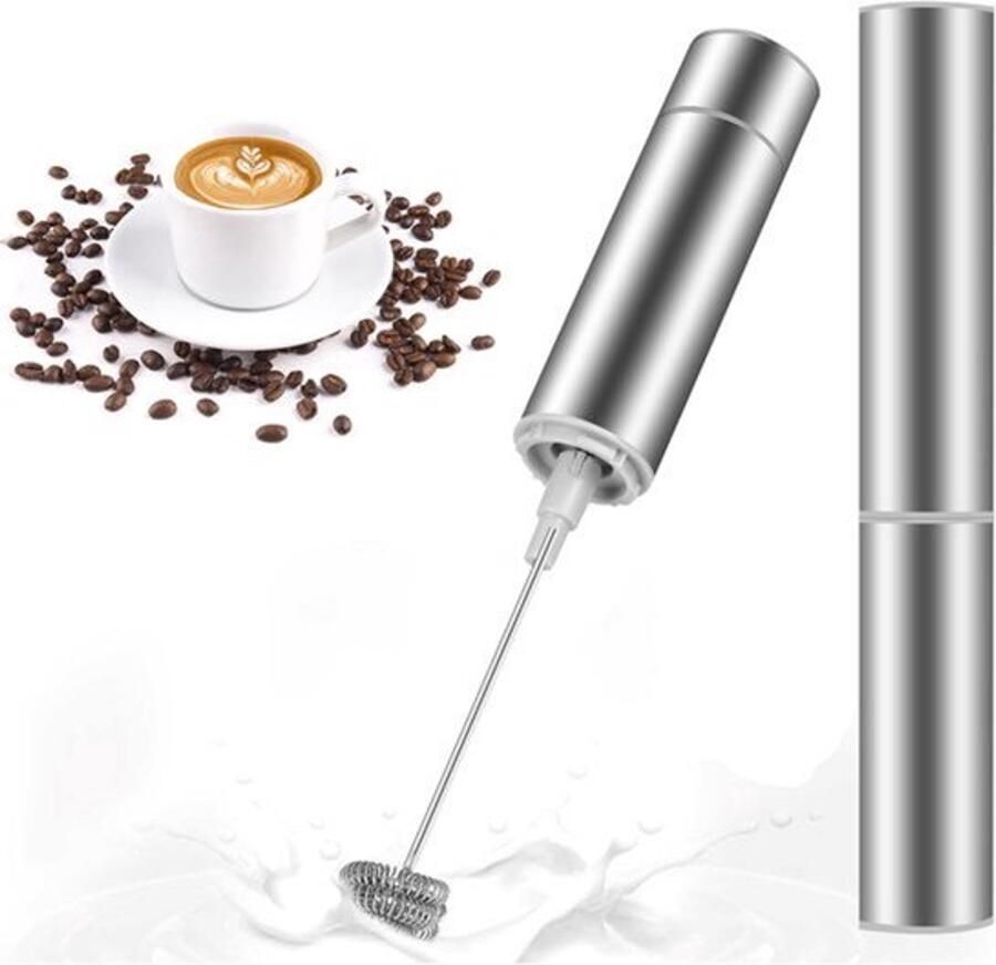 Elektrische melkopschuimer mini-garde van roestvrij staal extra sterke motor en werkt op batterijen mixer voor koffie crème cappuccino latte cocktails sap