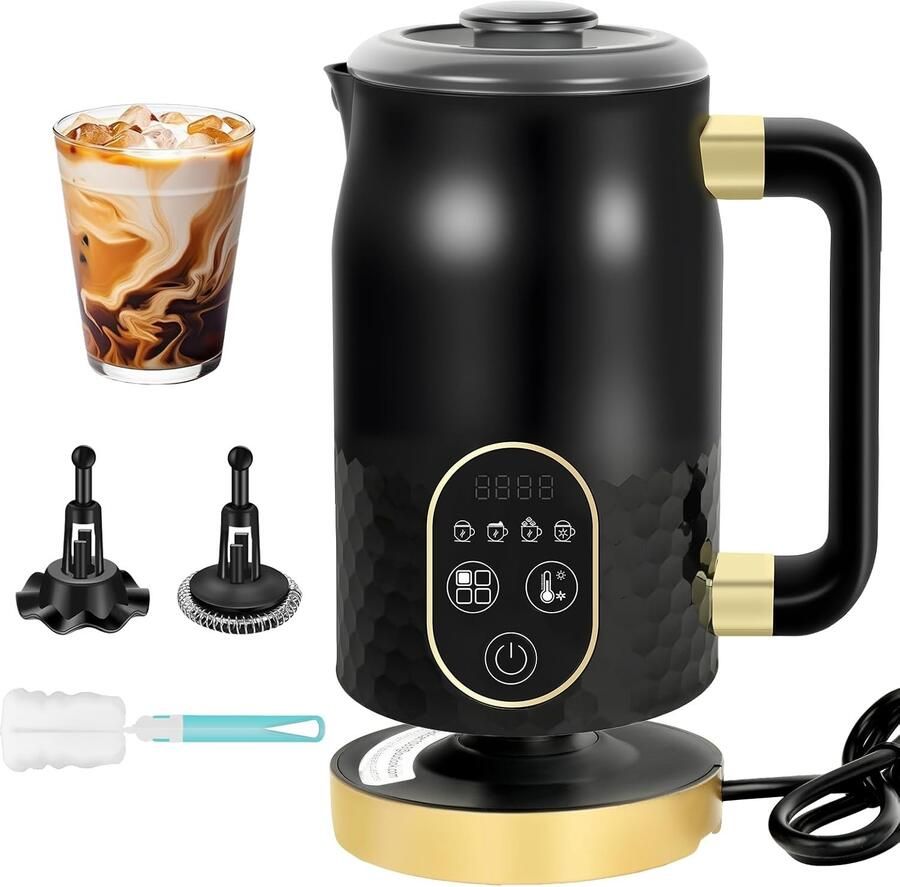 Elektrische Melkopschuimer Zwart 270 ml 4-in-1 Melkopschuimer voor Warme en Koude Dranken Voor Koffieliefhebbers
