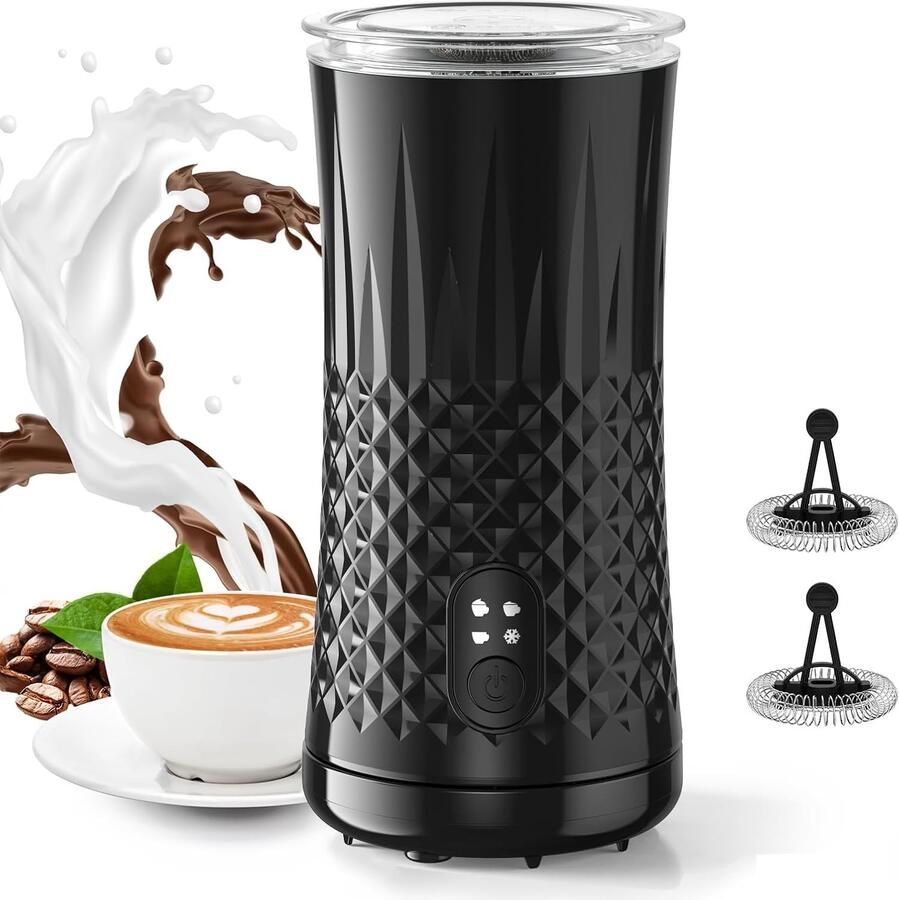 Elektrische Melkopschuimer Zwart 4-in-1 Melkopschuimer met Automatische Uitschakeling Voor Koffie en Latte