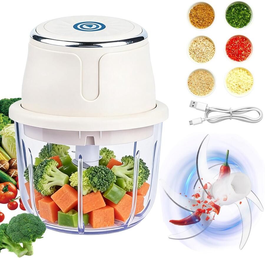 Elektrische Mini Hakker 350ml met USB Oplaadfunctie
