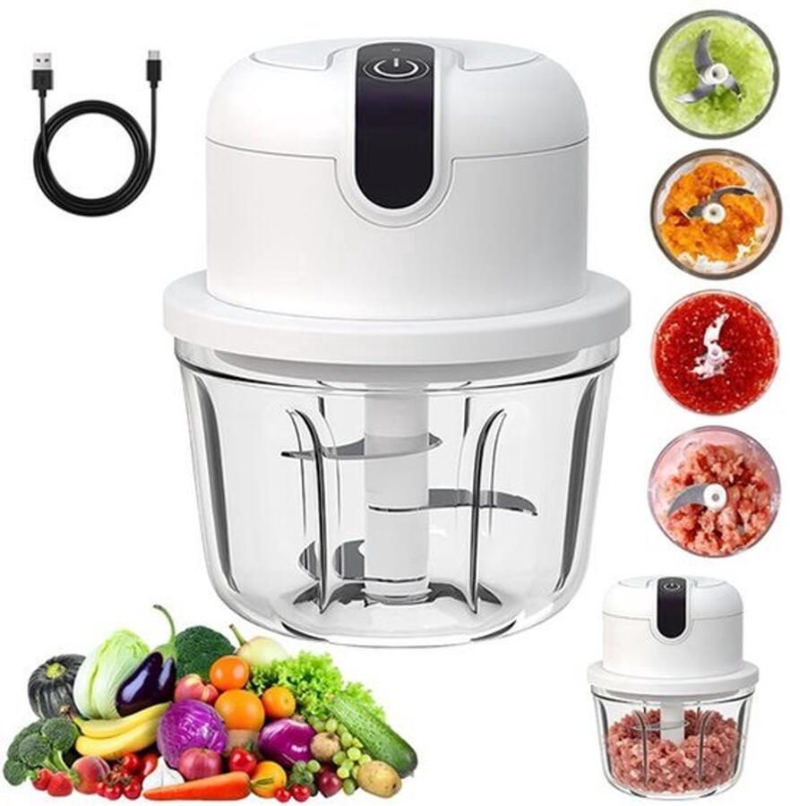 Elektrische mini-hakmolen 350 ml elektrische keukenhakmolen groentehakmachine USB-oplaadbaar draagbare hakmolen draadloze uienhakmolen elektrische mini-chopper voor uien vlees fruit