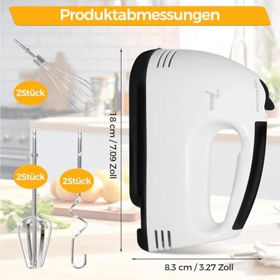 Elektrische Mixer met 7 Snelheden en RVS Kloppers