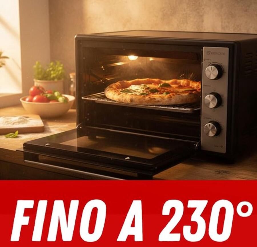 Elektrische oven met circulatielucht klein 20 l temperatuur tot 230 graden timer 60 min elektrische tafeloven met grillrooster bakplaat en grilllifter inbegrepen anti-aanbaklaag dubbel