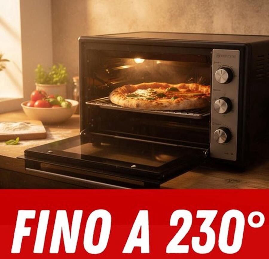 Elektrische oven met circulatielucht klein 20 l temperatuur tot 230 graden timer 60 min elektrische tafeloven met grillrooster bakplaat en grilllifter inbegrepen anti-aanbaklaag dubbel