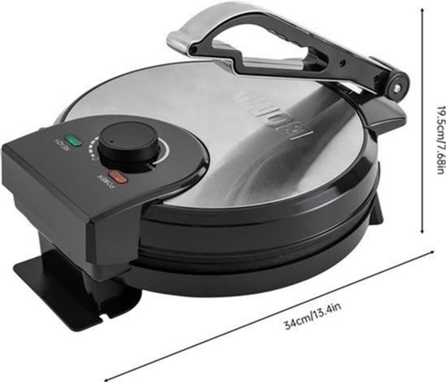 Elektrische Pannenkoekenmaker Zwart 1200 W Non-stick RVS Voor Naan En Tortilla