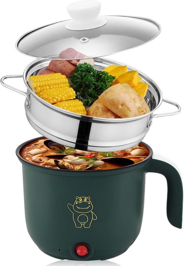 Elektrische pastascooker 1 8 l elektrische pan anti-aanbaklaag elektrische hete pot anti-aanbaklaag voor slaapzaal thuis groen
