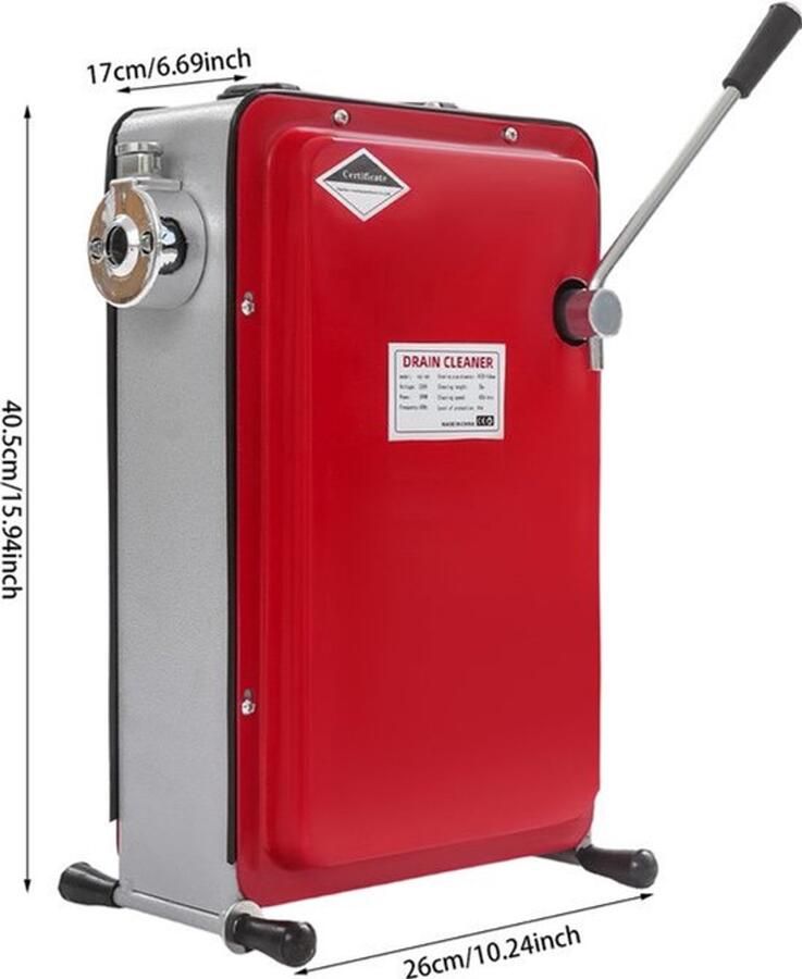 Elektrische Pijpreinigingsmachine 240 W Motor 30 m Reinigingslengte Rechthoekig Rood Voor Keuken En Badkamer
