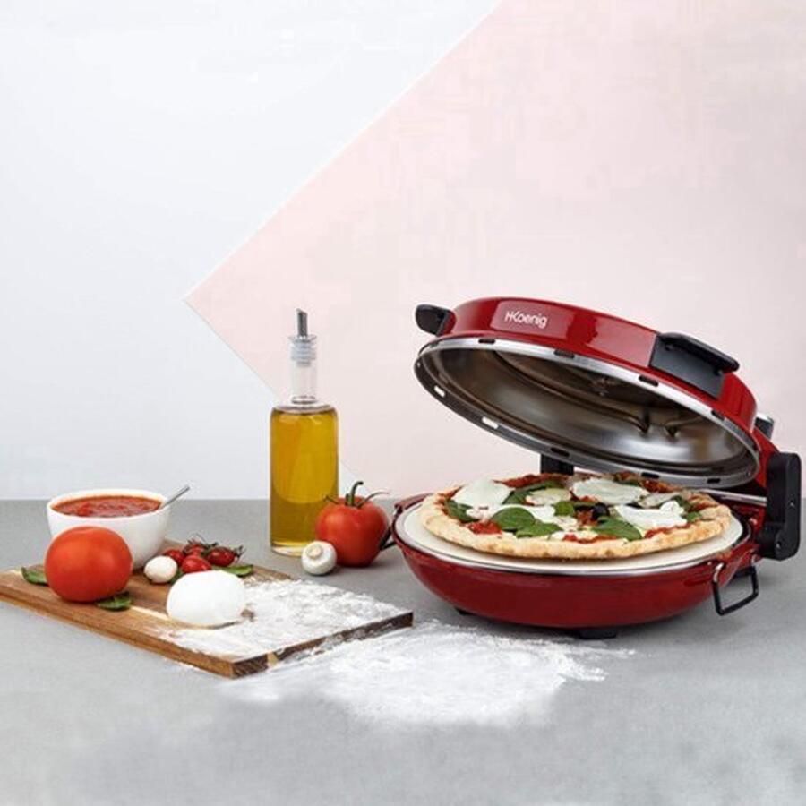 Elektrische Pizzaoven 1200 W 32 cm Pizza Diameter Aluminium Rood Pizzamaker