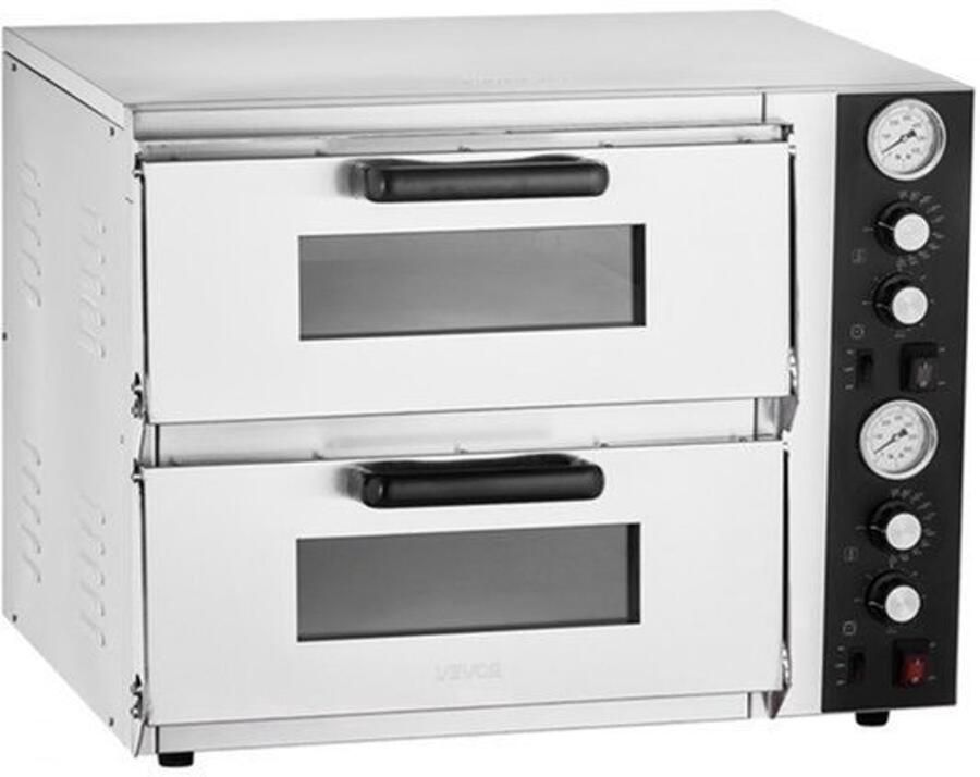 Elektrische Pizzaoven Dubbeldek 2500 W + 2500 W Vermogen 457 mm Pizzameter Temperatuurregelaar Voor Thuis En Professioneel Gebruik