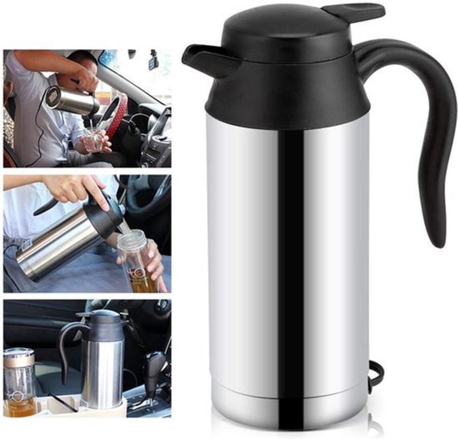 Elektrische reiswaterkoker 12V 750ml 120W Rvs Auto Waterkoker Verwarming Cup Koffie Mok Reizen Boiler Elektrische Fles voor Thee Koffie Melk