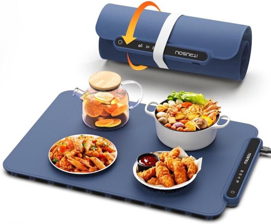 Elektrische voedselverwarmer elektrisch verwarmingsplaat instelbare temperatuur draagbaar opvouwbaar nano-siliconen voor feesten buffetten familiebijeenkomsten