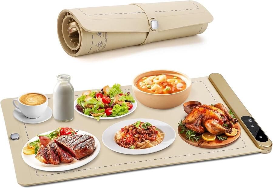 Elektrische Warmhoudplaat Zwart 50 x 30 cm Met 6 Temperatuurstanden en Auto-Off Voor Buffetten en Huishoudelijk Gebruik