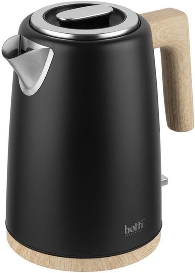 Elektrische waterkoker 1 7L zwart 2200W vermogen Geborsteld roestvrij staal Plat verwarmingselement Automatische uitschakeling -besturing Esthetisch design