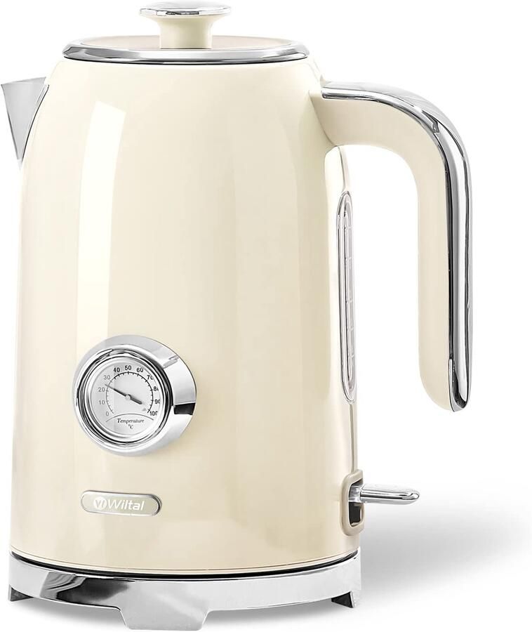 Elektrische Waterkoker 1.7L 2200W RVS Retro Crème
