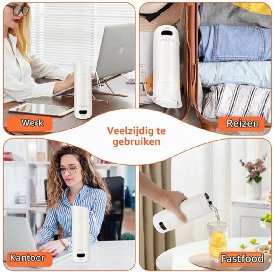 Elektrische waterkoker draagbaar snel kookwater klein 400 ml mini-reiswaterkoker 304 roestvrij staal BPA-vrij met temperatuurinstelling automatische uitschakeling voor thee koffie