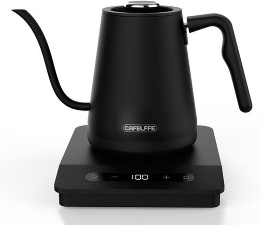 Elektrische waterkoker met zwanenhals filterkoffie- en theepot roestvrijstalen warmwaterdispenser met temperatuurregeling en warmhoudfunctie 0 8 l 1500 W zwart