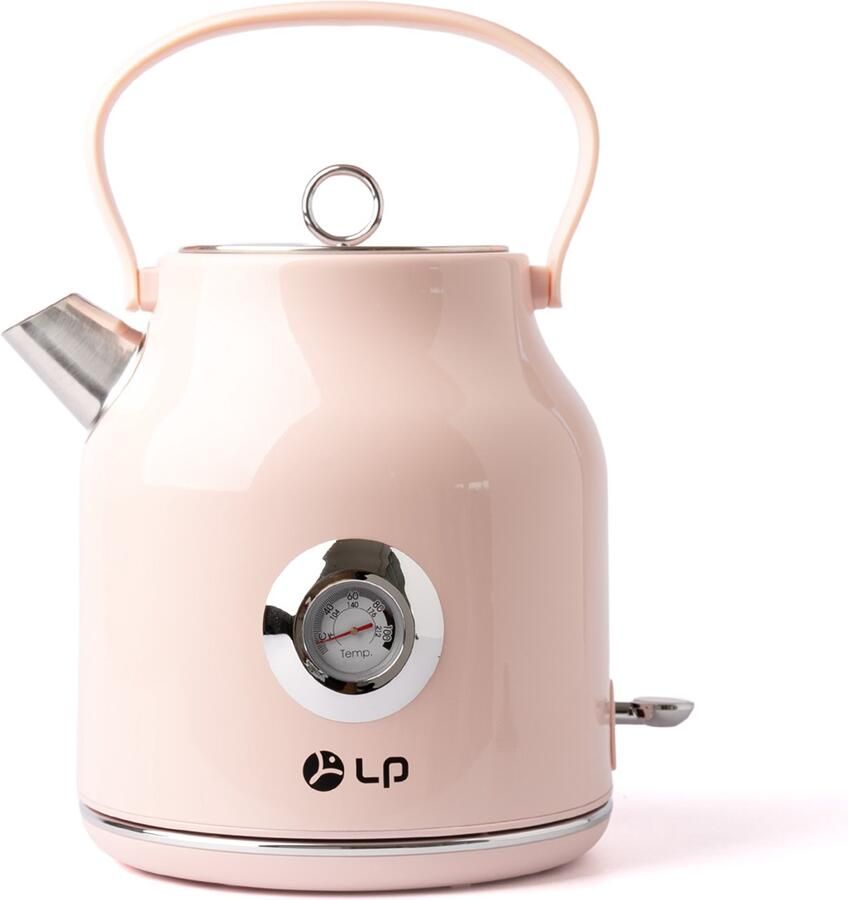 Elektrische waterkoker Restvrijstalen waterkoker Snelkokende waterkoker Met led-indicator en thermometer Restvrijstalen waterkoker Draaibare voet Automatische uitschakeling en droogkookbeveiliging Roze