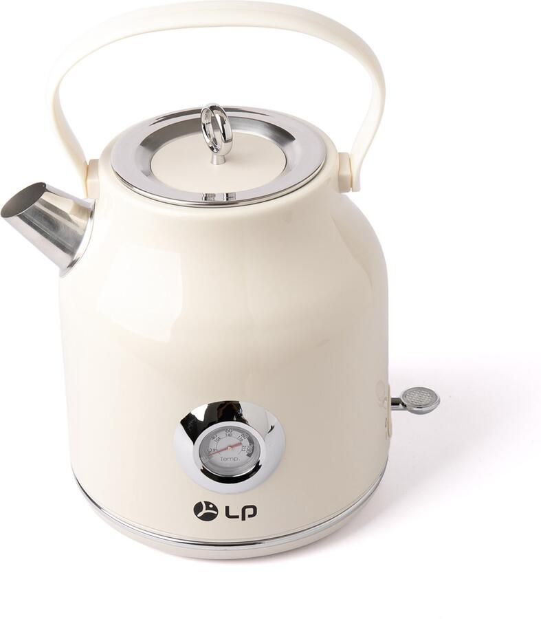 Elektrische waterkoker Restvrijstalen waterkoker Snelkokende waterkoker Met led-indicator en thermometer Restvrijstalen waterkoker Draaibare voet Automatische uitschakeling en droogkookbeveiliging Beige