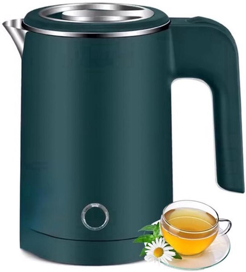 Elektrische waterkoker van roestvrij staal 0 5 l 600 W draagbare waterkoker kleine waterkoker ideaal voor thuis kantoor en reizen BPA-vrij (groen)