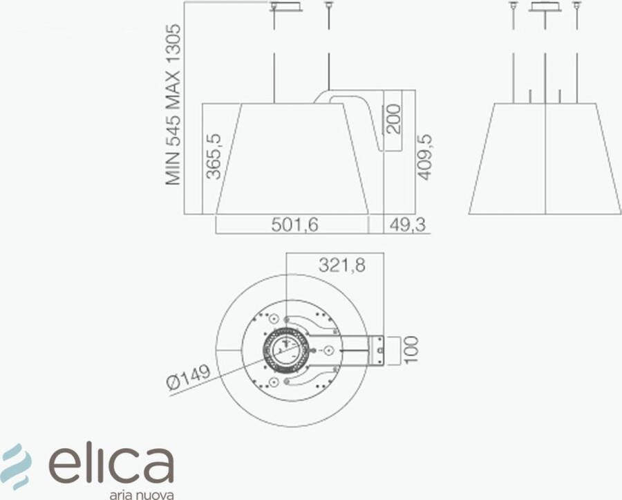 Elica EASY UX WH F 50 Eiland of Wand afzuigkap - Foto 1