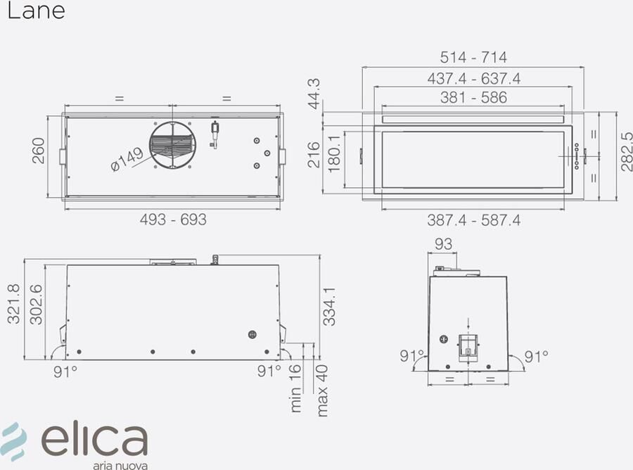 Elica LANE IX A 52 INBOUW AFZUIGKAP 52 CM RVS