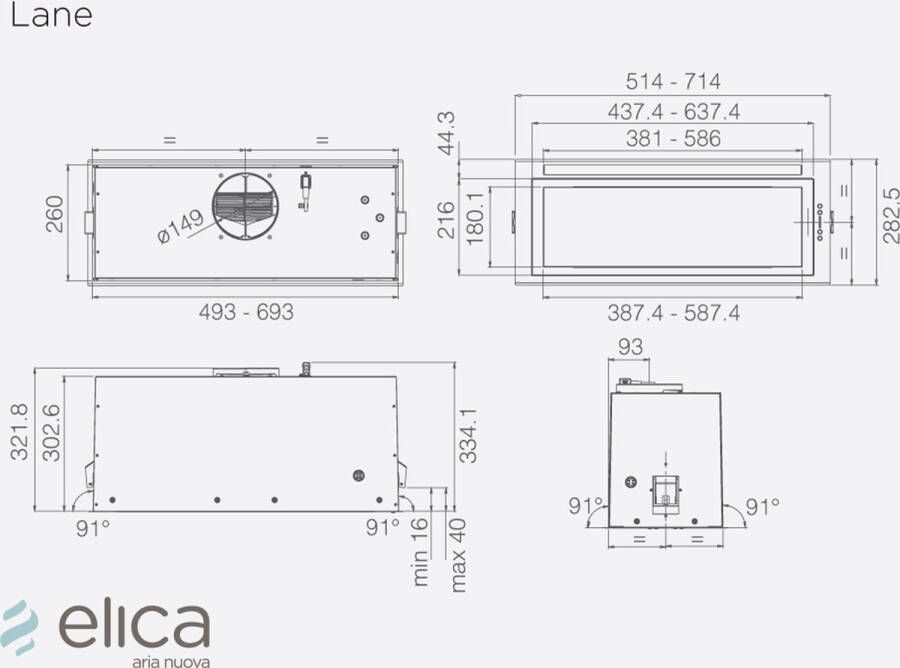 Elica LANE MBL A 72 INBOUW AFZUIGKAP 72 CM ZWART - Foto 2