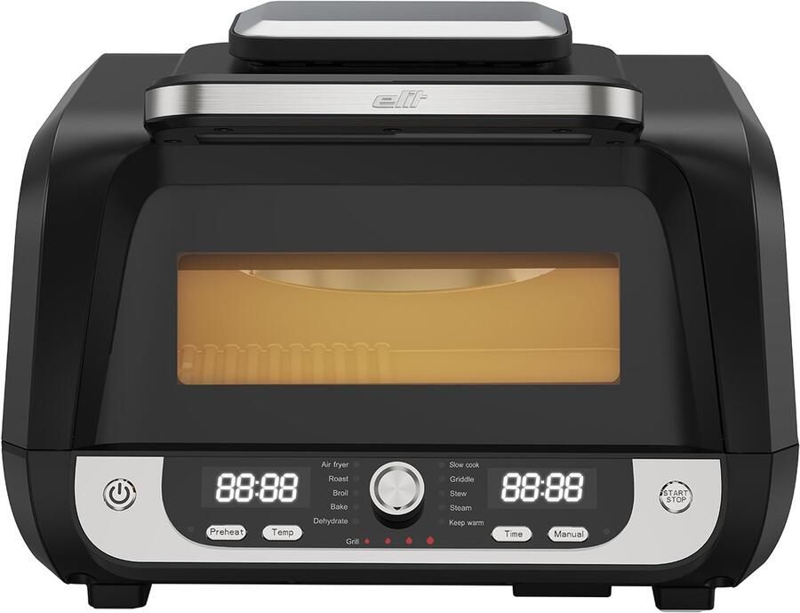 Elit GrillFry360 PRO- air fryer grill 12 in 1- 6L- 1500W- met kijkvenster- grill bak frituur en oven- alles in 1 keukenapparaat