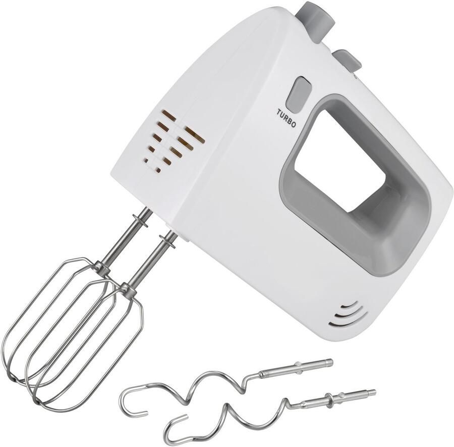 Elit handmixer- 5 snelheden+turbo- voor elk type beslag- inclusief deeghaken en kloppers- compact en lichtgewicht- makkelijk in gebruik- ideaal voor slagroom cake en beslag- eenvoudig schoon te maken- vaatwasbestendig onderdelen