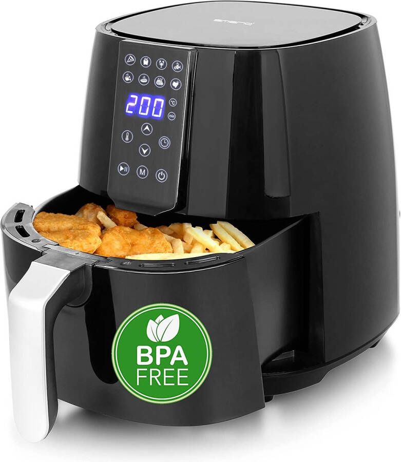 Emerio AF-126668 digitale SmartFryer AirFryer heteluchtfriteuse frituren met hete lucht zonder extra olie XL 3 8 liter volume cool touch BPA-vrij snelle opwarming 1450 watt