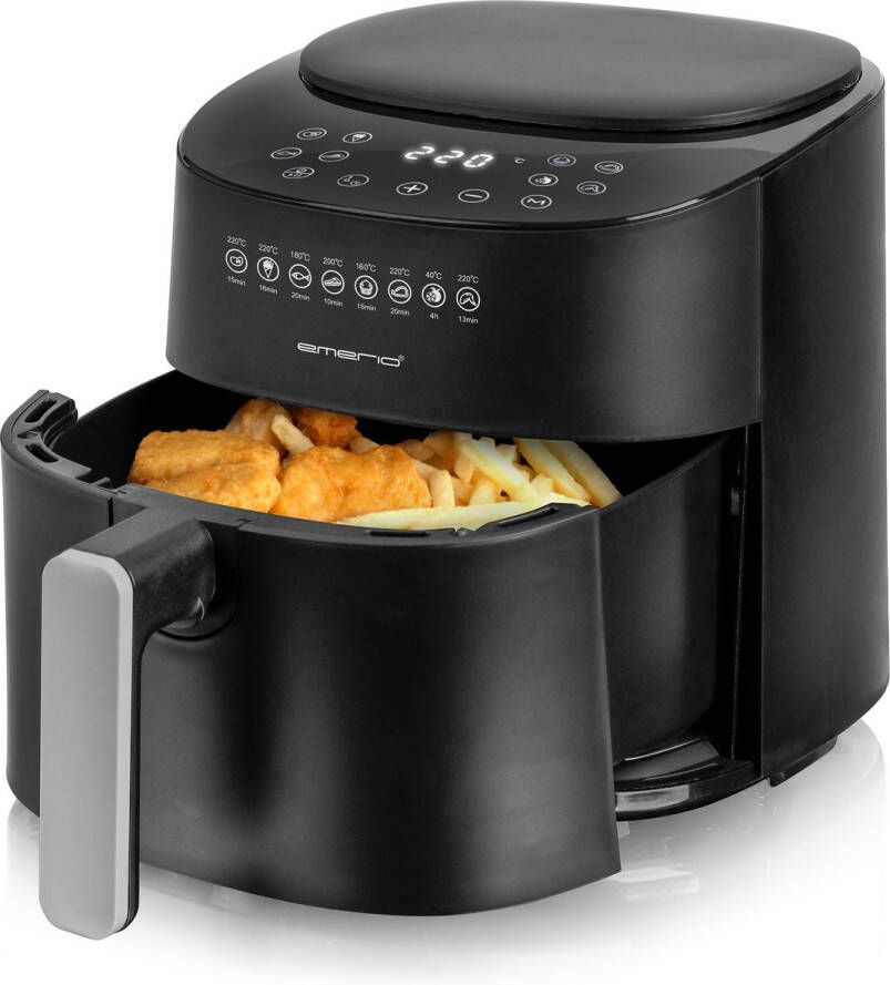 Emerio AF-129369 grote digitale heteluchtfriteuse TOP AirFryer Frituren zonder extra olie 4.5 liter inhoud 8 automatische programma's Cool Touch BPA-vrij snel opwarmen 1300 watt