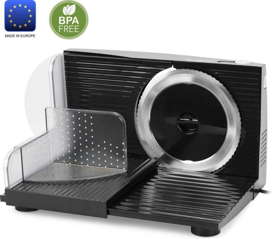 Emerio Multifunctionele Snijmachine 110W Dikte Verstelbaar 0-17mm Solinger RVS Mes Elektrische Snijmachine voor Brood Kaas en Vlees Broodsnijmachine Elektrisch MS-125000.1 Allessnijder Zwart