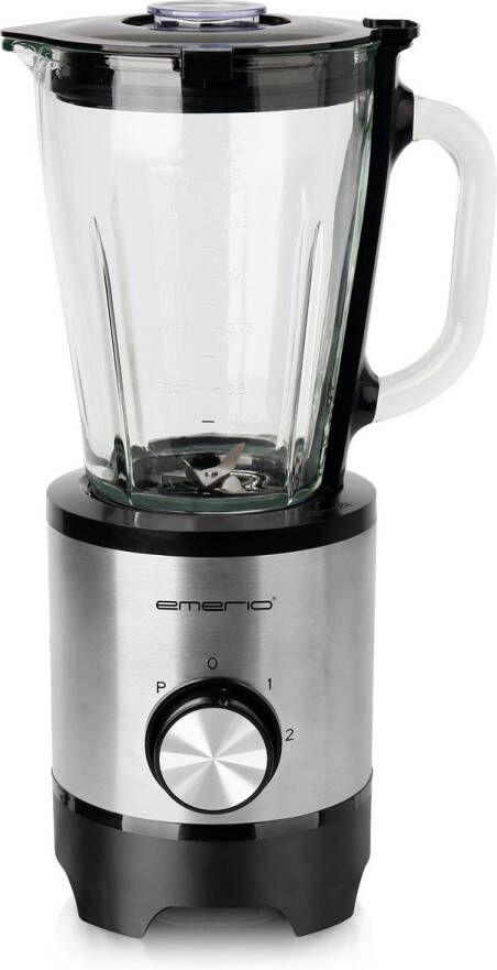 Emerio Blender RVS Inhoud 1 5L – Smoothie Maker met Glazen Kan 500W BL-130988 Zwart Zilverkleuring