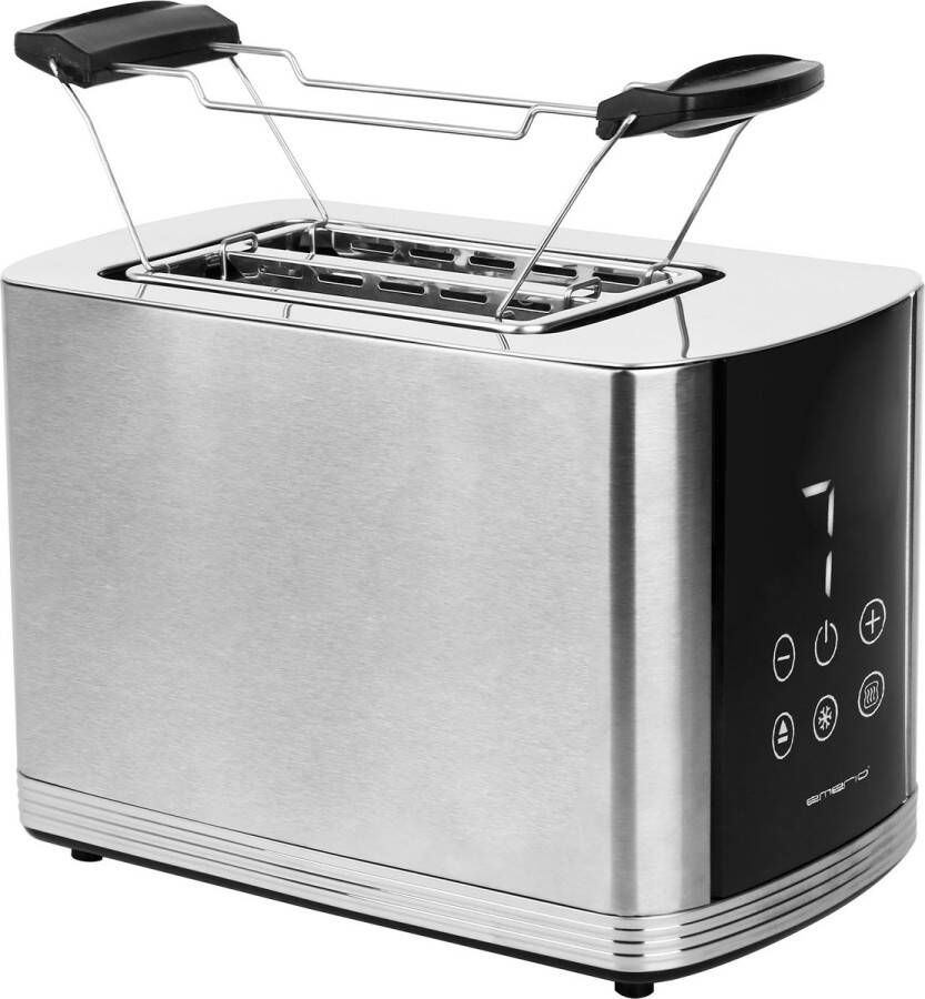 Emerio Broodrooster met Digitaal display en 2 Sleuven 800W Defrost Regelbare Thermostaat Kruimellade Toaster RVS TO-128308 Zwart Zilverkleurig