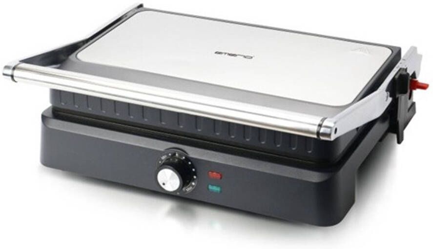 Emerio Contactgrill Tosti Apparaat Groot Grilloppervlak 34x24cm Panini Grill Tosti IJzer CG-130859 RVS Zwart - Foto 2