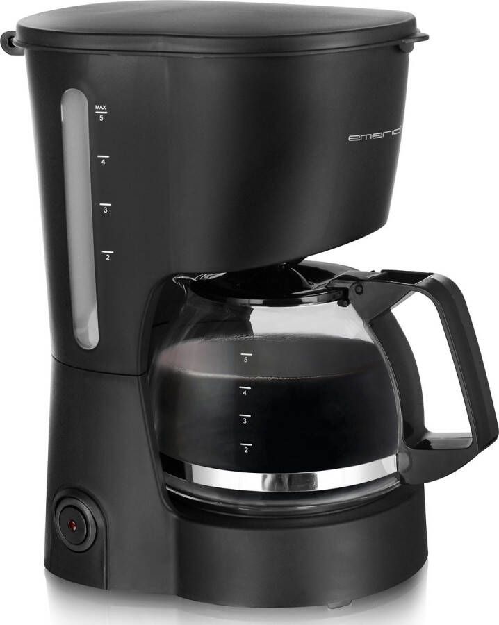 Emerio Compact Koffiezetapparaat met Glazen Kan 5 Kopjes per Keer 0 6L Filterkoffie ook geschikt voor Camping Uitneembaar Filter Non-Drip systeem 600W CME-116801 Zwart