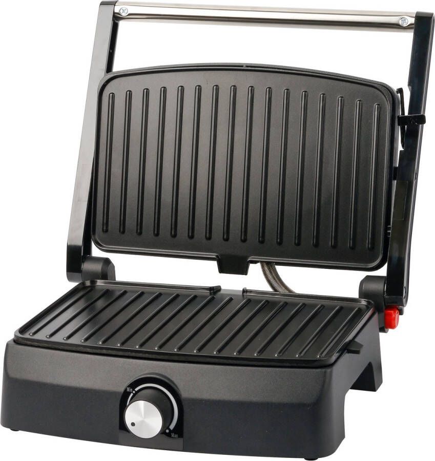 Emerio Contactgrill Tosti Apparaat Grilloppervlak 23x14 5cm Panini Grill Tosti IJzer CG-130861 RVS Zwart