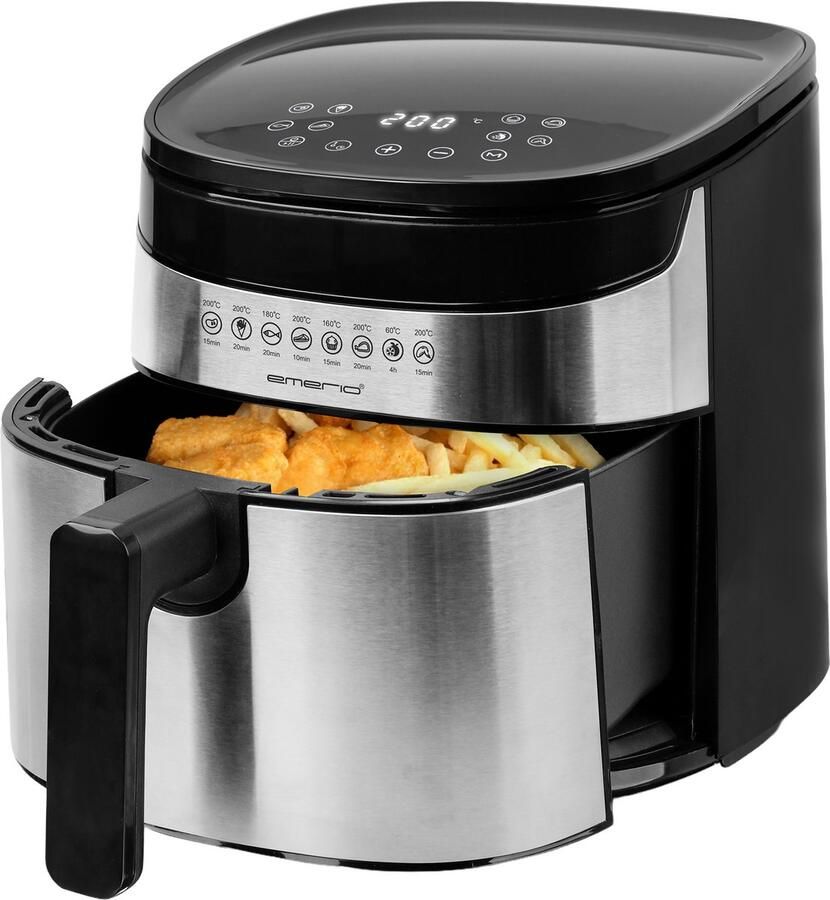 Emerio AF-129084 ggrote digitale heteluchtfriteuse Frituren zonder extra olie 4.5 liter inhoud 8 automatische programma's Cool Touch BPA-vrij snel opwarmen 1300 watt