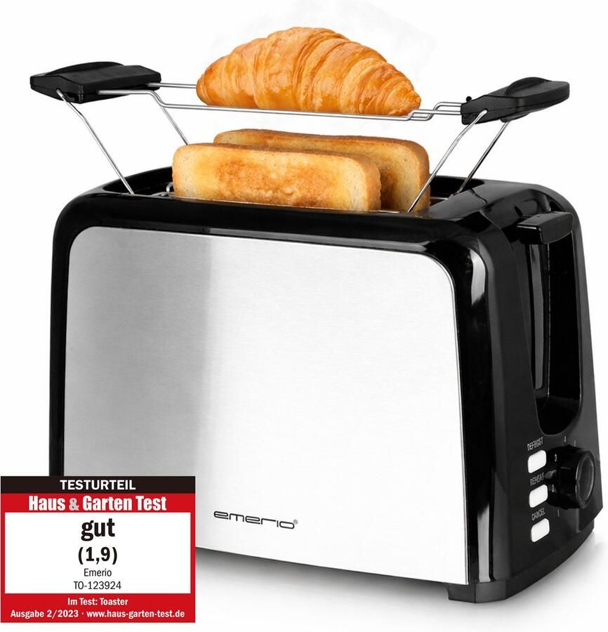Emerio Broodrooster 750W Toaster met 2 Sleuven RVS TO-123924 Zilverkleurig