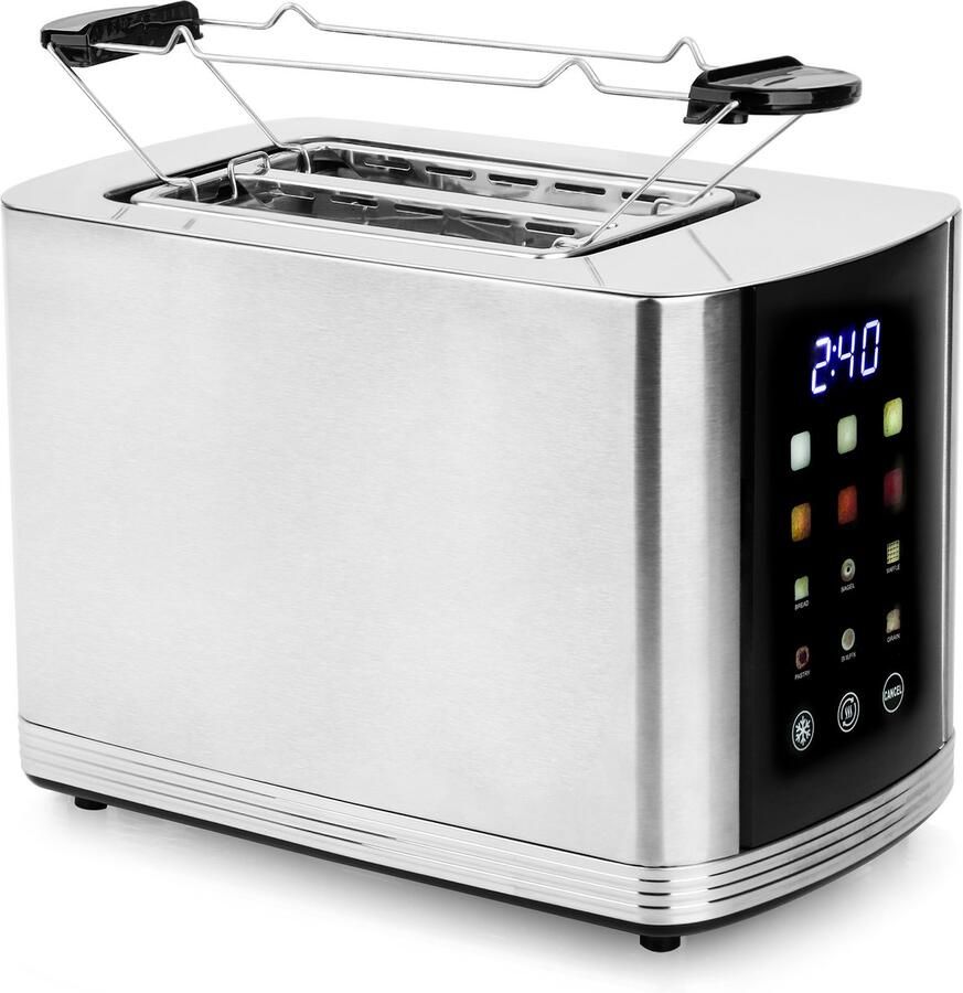 Emerio Broodrooster met Digitaal display en 2 Sleuven Defrost Regelbare Thermostaat Kruimellade Toaster RVS TO-132888 Zilverkleurig