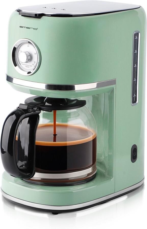 Emerio Retro Koffiezetapparaat 1.5L Anti drup Warmhoudplaatje Anti slip Filterkoffie CME-133280 Groen